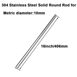 16 inches Long 10mm x 405mm 304 Stainless Steel Solid Round Rod for， Metric Metal Solid Shaft Rods， for DIY Craft - CNC -2pcs
