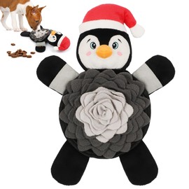 Yoochee Christmas Squeaky Dog Toys, Plush No Stuffing and Snuffle Mat for Dog Puppy, Durable Chew Bite Toys for Small Medium Large Dogs, Interactive Xmas Penguin for Aggressive Chewers