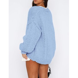PRETTYGARDEN Women's Fall Cardigan Sweaters 2025 Trendy Fashion Long Sleeve Chunky Knit Outerwear Winter Clothing Outfits (Light Blue,Large)
