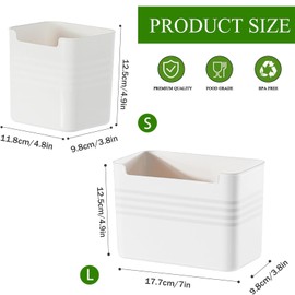 MdakeGo 5 Pack Refrigerator Organizer Box, Plastic Refrigerator Side Door Storage Containers, Space-Saving Organizer Bins for Refrige, Refrige Drawers for Fruit and Vegetable (White, S×3+L×2)