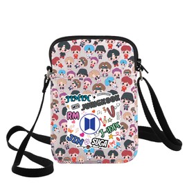 WZMPA K-POP Bangtan Crossbody Bag K-pop Characters Fans Gift Korean Army Merbers Shoulder Bag Korean Group Merch (Jimin&Rm CB)