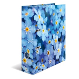 HERMA Folder A4 Blue Flowers, 7 cm Wide, Children's Ring Binder with Plants Motif, Colourful Lever Arch File with Inner Print for Boys and Girls