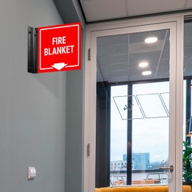 Sigo Signs, Fire Blanket Projecting Sign, Double Sided, 6x6 Inches, ACM, with Satin Black Accessory, Made in USA