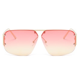 YAMEIZE Retro Pilot Women Men Sunglasses Square Classic Oversize Vintage Metal Frame UV Protection Driving Sunglasses Gold Pink Yellow