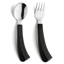 FabaCare Seniors Cutlery Fork and Spoon Set, Especially for Left-Handed Users, Ergonomic Cutlery Special Cutlery, Arthritis Cutlery, Curved, for Restricted Hand Motor Skills