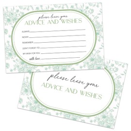 TRKAE Advice And Wishes Cards, 25 Set Green Floral Blank Well Wishes for Birthday Graduation Baby Shower Bridal Shower Engagement Party, 4x6 Inches Advice Cards for Mr and Mrs New Parents -07