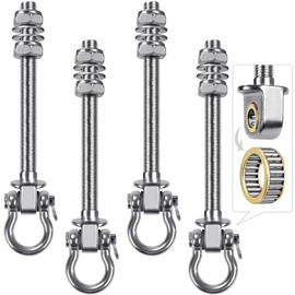SELEWARE Heavy Duty Bearing Swing Hangers, 4 Pack Stainless Steel Hooks for Wood and Steel Beam, Sets Hardware for Hammock, Yoga, Porch, Heavy Bag, 7" x M2/5", 1500LB Capacity