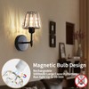Battery Operated Crystal Wall Sconce Set of 2, Black Rechargeable