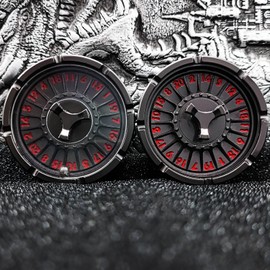 D20 Roulette Dice Spinner for DND Dice Set, 7-in-1 Dragon Metallic D&D Dice with Gift Case for Dungeons and Dragon Game, RPG Role Playing Table Game Gifts (Black/Red)