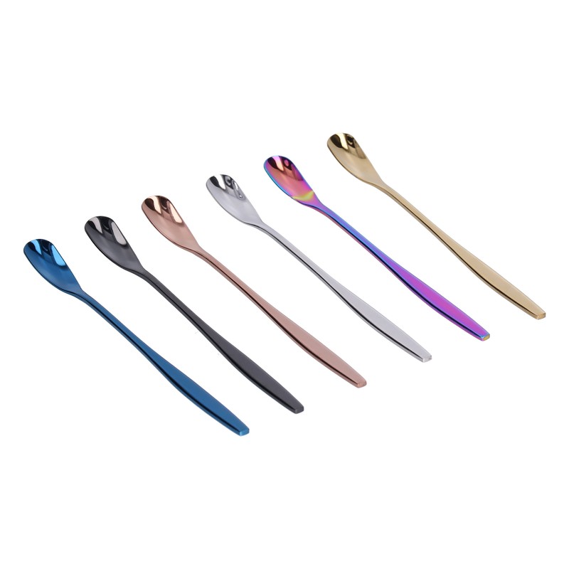 6PCS Coffee Spoon Stainless Steel Mixing Spoon Thickened Long Handle