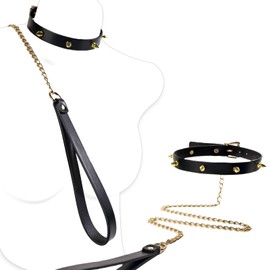 DEOLIKSEXR Leder Kragenchoker Halskette mit Nieten Verstellbarer Halskette Choker Damen Rock Halsband Nieten Halsband mit Nieten für Damen Herren, Schwarz