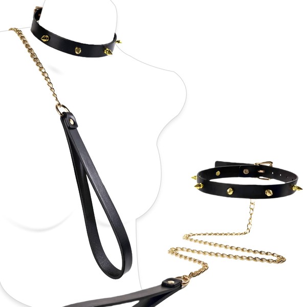 DEOLIKSEXR Leder Kragenchoker Halskette mit Nieten Verstellbarer Halskette Choker Damen