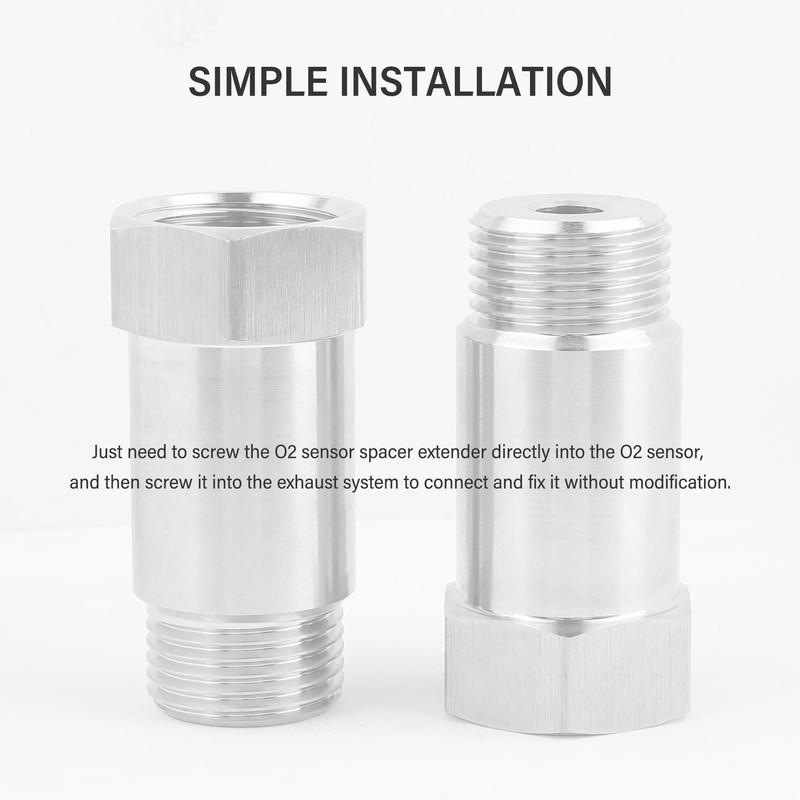 2PCS M18x1.5 45mm O2 Sensor Spacer Extender,Stainless Steel Oxygen Sensor