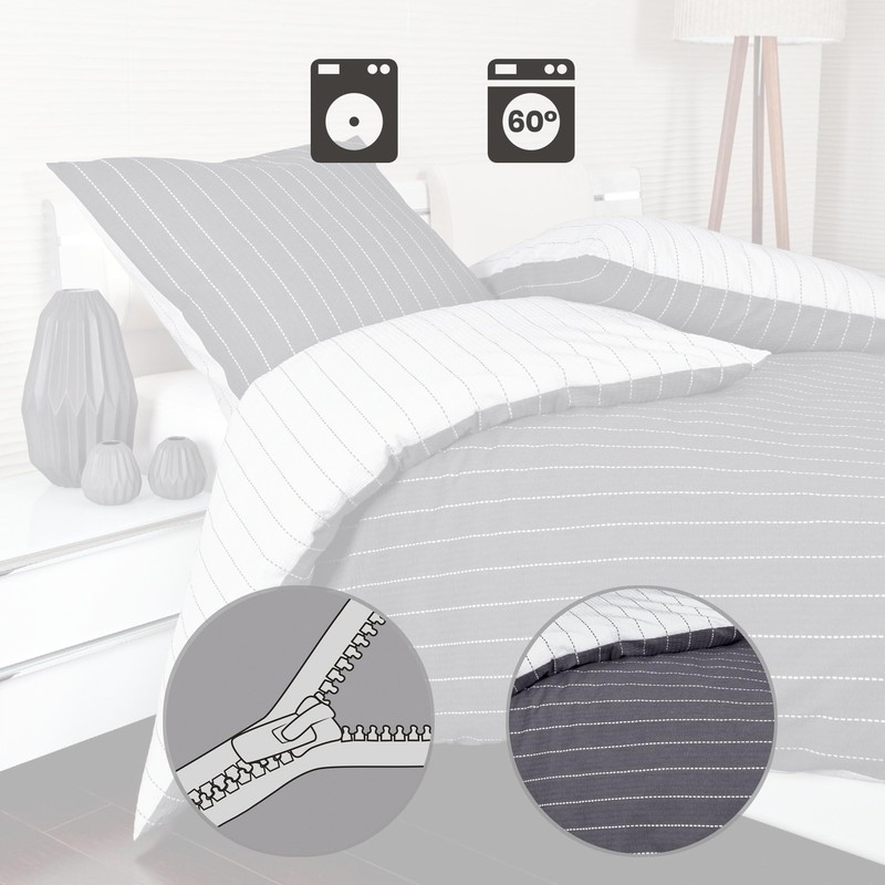 Janine 20020 Tango Mako Soft Seersucker Reversible Bed Linen 135