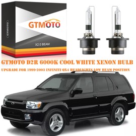 GTMOTO for Infiniti G35 I30 I35 M45 Q45 QX4 QX56 HID Headlight Low Beam D2R Xenon Bulbs, 6000K Cool White Lights Replacement 35W OEM D2RC1, 2-Pack