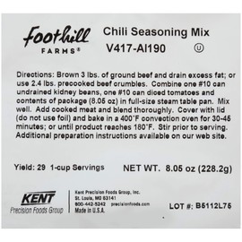 Foothill Farms Chili Seasoning Mix, Reduced Sodium, 8 Oz Bag (Pack Of 6)