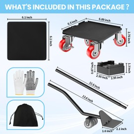 Upgrade Large Furniture Dolly, Carbon Steel Panel Furniture Movers with 5 Wheels, Locking 360° Swivel Rubber Casters, Furniture Sliders Pro Kit, Furniture Lifting Tool Maximum Load 3474LBS, Black