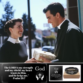 Christian Gifts Cross Bracelets For Men: Religious Gifts For Men Christian Bracelet Love Gifts For Him - God Bracelets Jesus Loves You Inspirational Bracelets for Men Communion Catholic Baptism Gifts