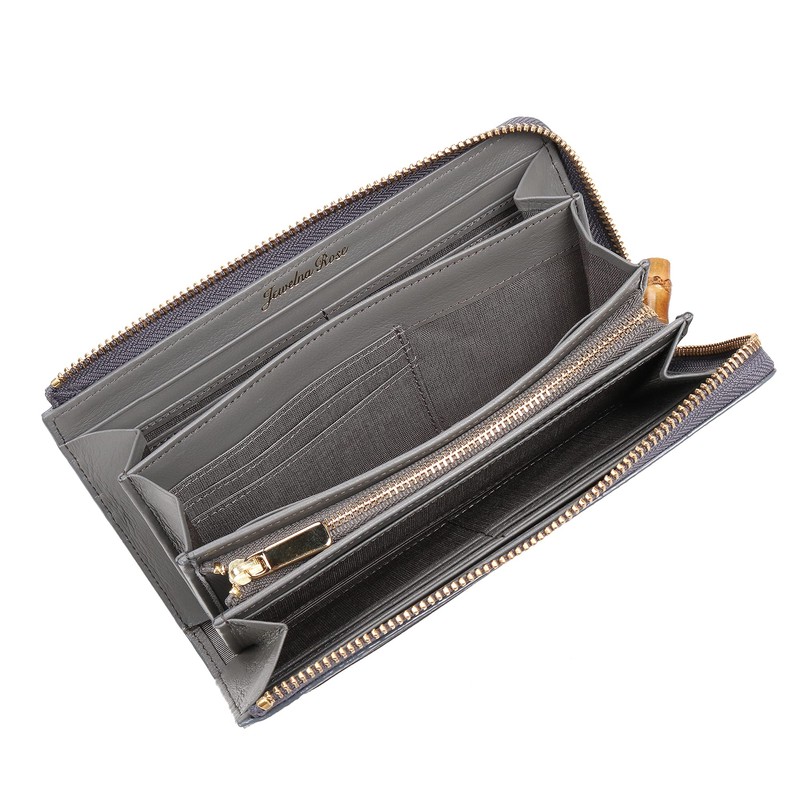 Jewelnarrows No.15147 Long Wallet, Genuine Leather, Folly Wallet, Large Capacity,