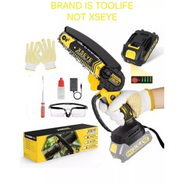 TOOLIFE Mini 6 Inch Rechargable Chainsaw 550W Motor 21V Battery 2000 MAH One-Handed Saw