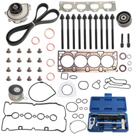 1.8L Head Gasket Set Timing Belt Kit Water Pump Cam Timing Tool fit for Chevy Cruze/Sonic/Cruze Limited L4 DOHC 16v 2011-2018 HS26516PT1 TCKWP338 24422964