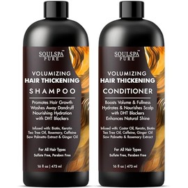 SOULSPA PURE Set de Champú y Acondicionador Espesante para El Cabello - Volumen y Apoyo Al Crecimiento Con Bloqueadores de Dhl, Biotina, Queratina,...