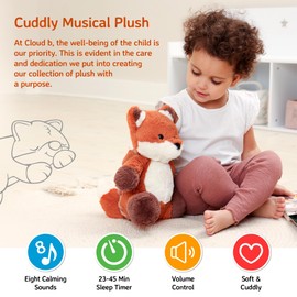 Cloud b Soundmaschine mit weißem Rauschen beruhigenden Geräuschen | Kuscheliges Stofftier | Einstellbare Einstellungen und automatische Abschaltung | Frankie der Fuchs
