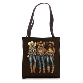 Black African American Cowgirl Western Country Texas Rodeo Tote Bag