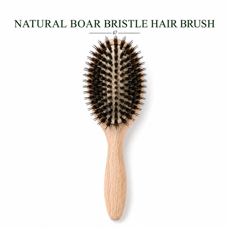 Boar Bristle Hair Brush for Detangling – Wood & Nylon