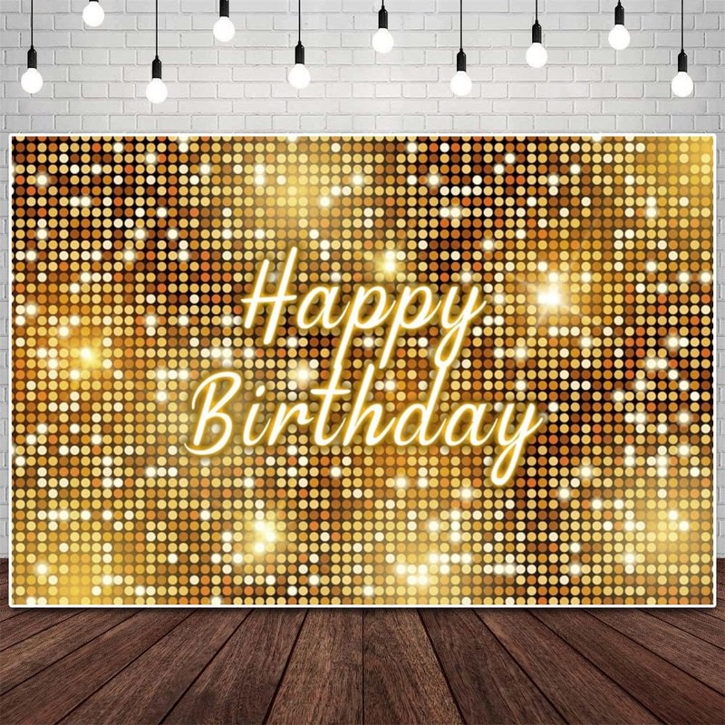ChloropLastid Golden Flash Square Backdrop for Photography Happy Birthday Shinning