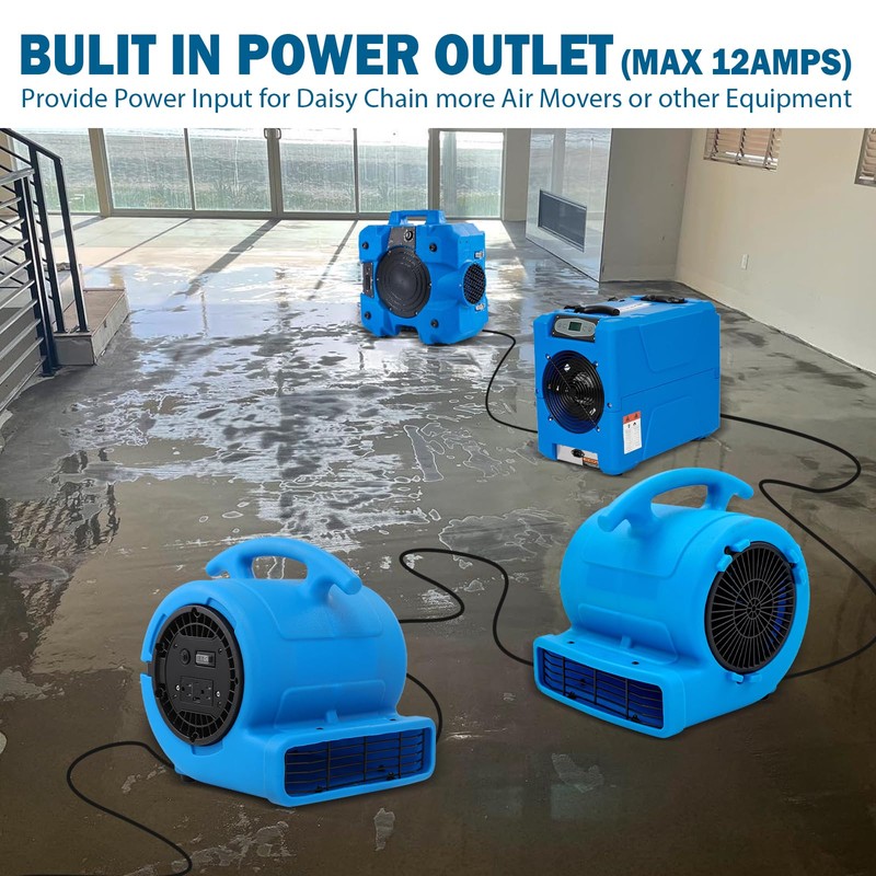 MOUNTO 1/4hp 1000CFM 2 Speed Air Mover Carpet Dryer Floor