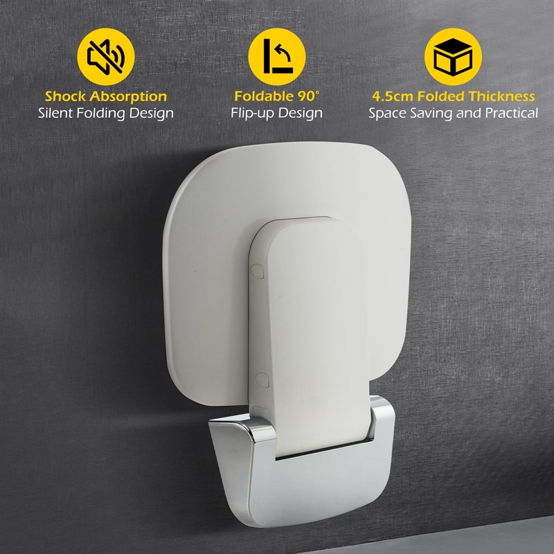 Dyna-Living Wall Mounted Folding Shower Seat 440 lbs Load-Bearing Fold
