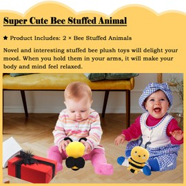 zhidiloveyou 2PCS 7.8" Plush Bee Stuffed Animal Cute Honeybee Toy Doll Gifts for Girls Boys