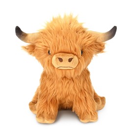 Scottish Highland Cow Stuffed Animal, Realistic Stuffed Cattle Plushie, Plush Toy, 23cm/Brown