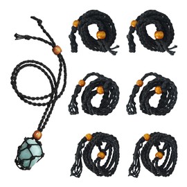 pson 6 Pieces Crystal Stone Holder Necklaces Woven Cord, 3 Sizes Adjustable Strong Netted Cage Pendants for DIY Jewelry Bracelet Accessories(Black)