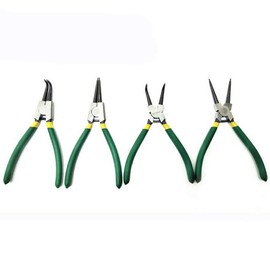 BE-TOOL Snap Ring Pliers 4Pcs 7 Inch Circlip Pliers Green for Vehicle Manufacturing and Machinery Industry (Straight External + Straight Internal + Bent External + Bent Internal)