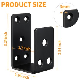 Heavy Duty Door Security Bar Brackets 6Pack, Open Security Bar Holder U Brackets,Fits 2 x 4 Lumber for Door Brace, Home, Garage, Barn, Shed,Gate Security, Black