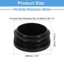 sourcing map 24 Pcs Round Plastic Plug, Black Tubing End Cap Plugs, 40mm(1.57 Inch) Furniture Leg Pipe Insert, Glide Protection for Chair, Sofa, Table, Shelf