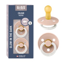 BIBS Colour Glow 2 Pack BPA Free Glow in the Dark Cherry Shape Nipple Natural Rubber/Latex Made in Denmark Size 2 (6-18 Months) Blush Glow