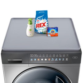 Washer and Dryer Covers for The Top, 23.6" x 19.7" Silicone Washer and Dryer Top Protector Mat, Non-slip Washable Washing Machine Cover for the Top Mat for Home Kitchen Laundry (1 Pcs Gray)