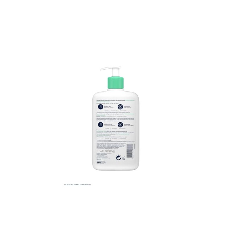 Cerave Gel Limpiador Espumoso Piel Normal Grasa Ceramidas Esenciales Niacinamida