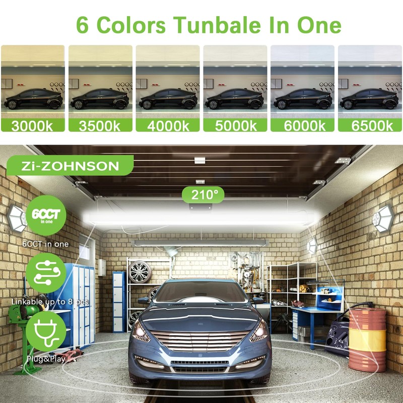Zi-ZOHNSON 6 Pack 6CCT Tunable 4FT led Shop Lights for