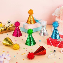 12 pcs Mini Party Hats Small Dog Cat Birthday Hats Tiny Little Party Hats for Stuffed Animal for Small Animal Puppies Kittens Costume Accessories Wedding Party Decor