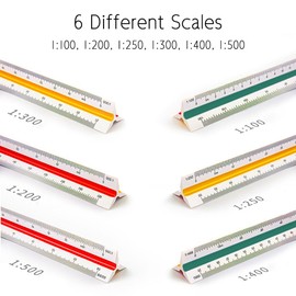 Belegao 1 PCS 30cm Scale Ruler Architect, Plastic Triangular Ruler for Architectural, Blueprint, Drafting, Architects, Students, Draftsman and Engineers(1:100, 1:200, 1:250, 1:300, 1:400, 1:500)