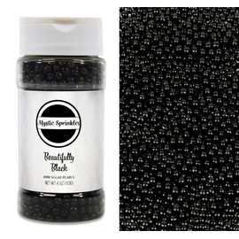 Mystic Sprinkles 4mm Sugar Pearls 4oz Bottles (Beautifully Black)