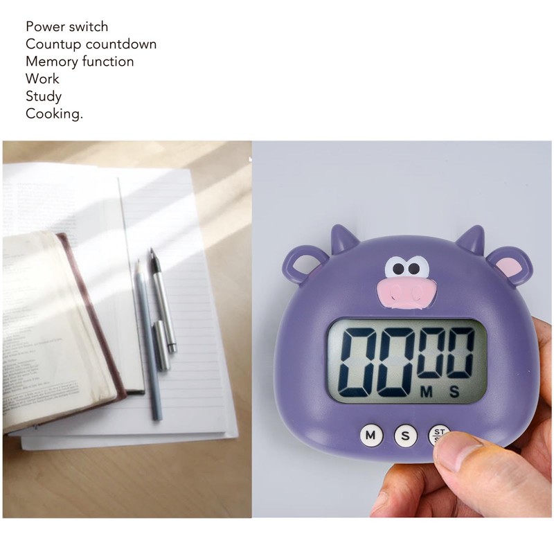 Luqeeg Cute Animal Digital Multi-Function Kitchen Timer, Purple