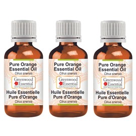 Greenwood Essential Pure Orange Essential Oil (Citrus sinensis) Steam Distilled 100ml x 3 (10 oz)