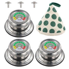 3 Piece Pot Lid Handles with Thermometer, Universal Replacement Handle, Pot Lid Knob Replacement Handle with Heat-insulating Cap, Anti-scalding