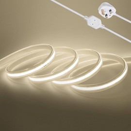 Flexible LED Light Strip,360 LEDs/m IP65 Waterproof COB Light Strip,AC 220V LED High Voltage Rope Light,50CM Cuttable,Super Bright for Indoor and Outdoor Lighting Camping,Balcony (6m, Natural white)