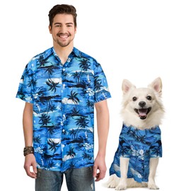 Wildox Dog Shirts Hawaiian Shirt for Small Medium Large Dogs Matching Dog and Owner Short Sleeves Beach Shirt Owner and Pet Shirts are Sold Separately (Blue1 Only for Pet, XX-Large)